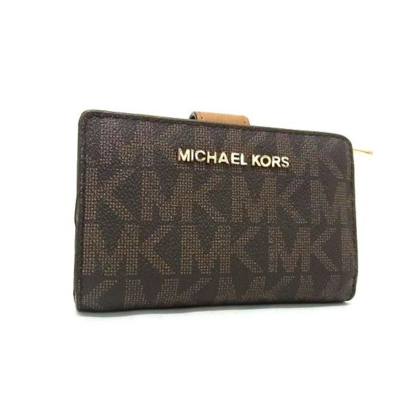 MICHAEL KORS マイケルコース MK柄 PVC×レザー 二つ折り 財布