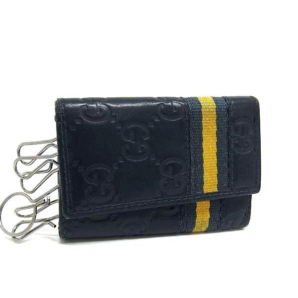佑誠さま専用　新品GUCCI　グッチシマレザー 6連キーケース　ネイビー GUCCI グッチ 138077 グッチシマ GG柄 レザー 6連 キーケース 鍵