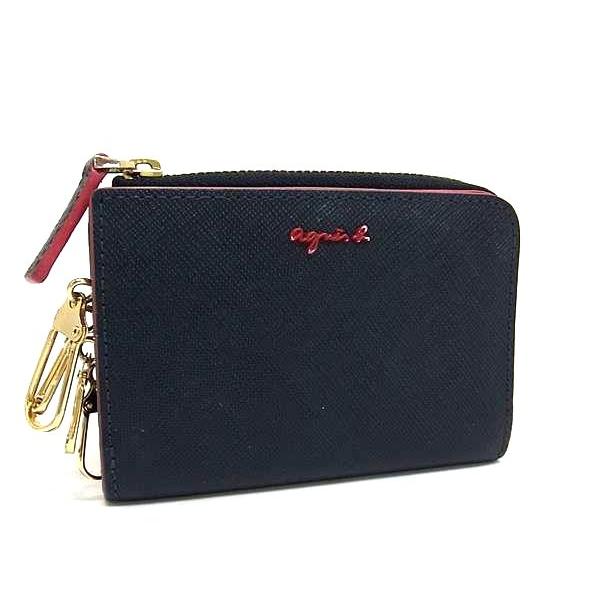 186 アニエスべー agnes b キーケース 4連 小銭入れ レザー 箱付き agnes b. □美品□ アニエスベー レザー コインケース付き 4連