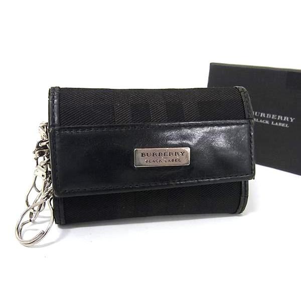 BURBERRY ブラック ケース BURBERRY バーバリーブラックレーベル キャンバス×レザー 5連