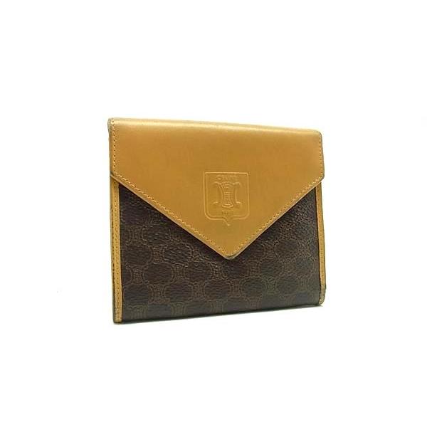 CELINE セリーヌ マカダム柄 PVC×レザー 二つ折り 財布 ウォレット  
