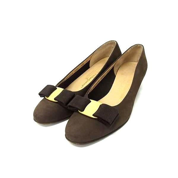 新品未使用 サルヴァトーレフェラガモ ヴァラリボンヒール 黒 7 裏張り済 FERRAGAMO Salvatore Ferragamo フェラガモ ヴァラリボン スエード