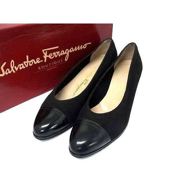 FERRAGAMO Salvatore Ferragamo フェラガモ スエード×レザー ヒール  