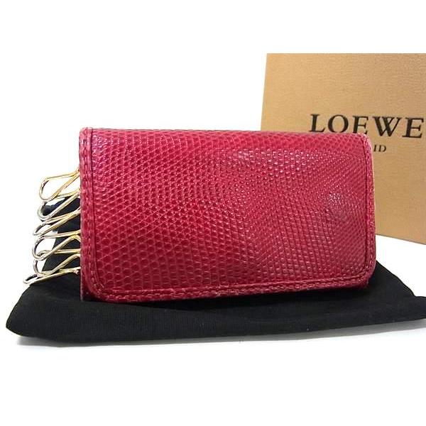 LOEWE アナグラム型押し キーケース LOEWE アナグラム総柄 キーケース グレー×ブラック | Petit luxe