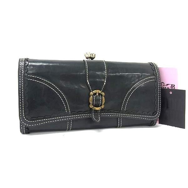 ANNASUI アナスイ レザー がま口 二つ折り 長財布 ウォレット 札入れ