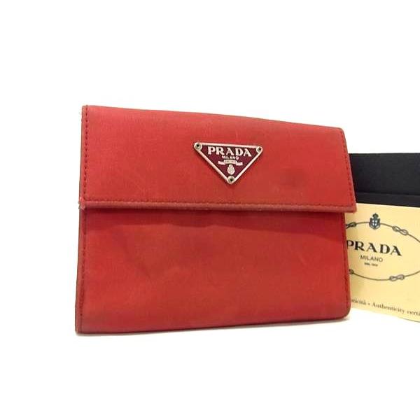 プラダ サフィアーノ テスートナイロン 折り財布 コンパクトウォレット レッド プラダ サフィアーノ テスートナイロン 折り財布 コンパクトウォレット