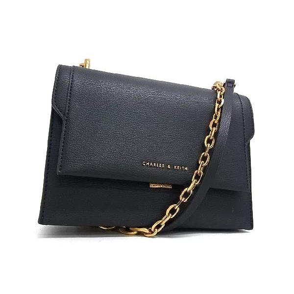 ■新品同様■ CHARLES ＆ KEITH チャールズアンドキース レザー クロスボディ ショルダーバッグ レディース ブラック系 FC0116 CHARLES ＆ KEITH（チャールズ&キース） □新品同様□ CHARLES & KEITH