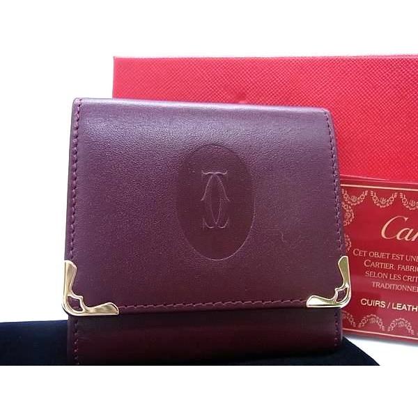 【希少】未使用保管品 CARTIER マストライン コインケース ボルドー MUST DE CARTIER 未使用品 Cartier カルティエ マストライン