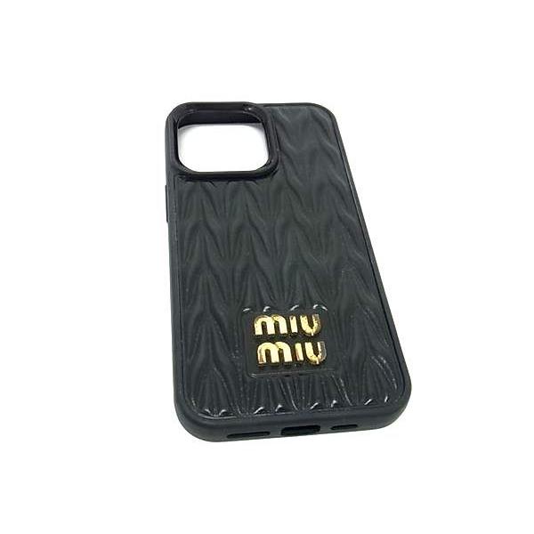 ■美品■ miumiu ミュウミュウ マトラッセ iphone13 Pro 対応 アイフォンケース スマホケース ブラック系 FE3192 miu miu（ミュウミュウ） □美品□ マトラッセ iphone13 Pro 対応