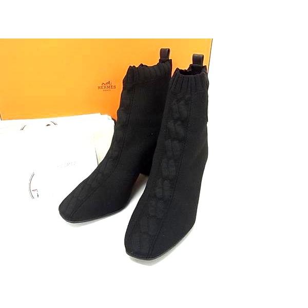エルメスヴォルヴェールショートブーツ黒35ハーフ22.5㎝裏貼り済み