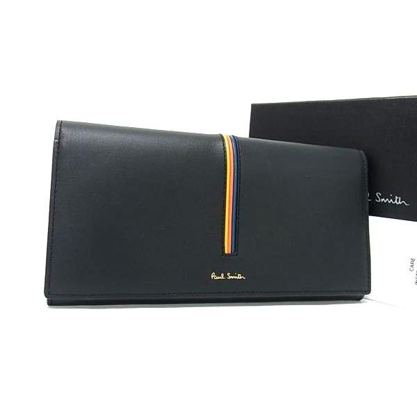 ■新品同様■ Paul Smith ポールスミス レザー 二つ折り ホック 長財布 ウォレット 札入れ 小銭入れ ブラック系 FG4729 Paul Smith（ポール・スミス） □新品同様□ レザー 二つ折り ホック