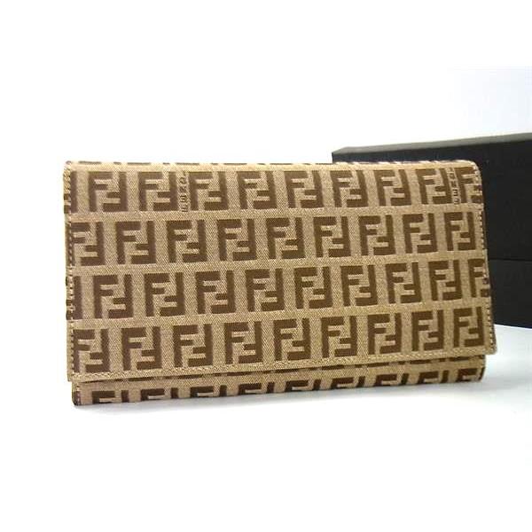 フェンディ ズッカ柄 ズッキーノ キャンバス×レザー 二つ折り財布 FENDI □新品□未使用□ フェンディ ズッカ柄 ズッキーノ キャンバス