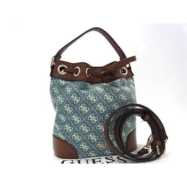GUESS □新品□未使用□ ゲス キャンバス×レザー 巾着型 2WAY