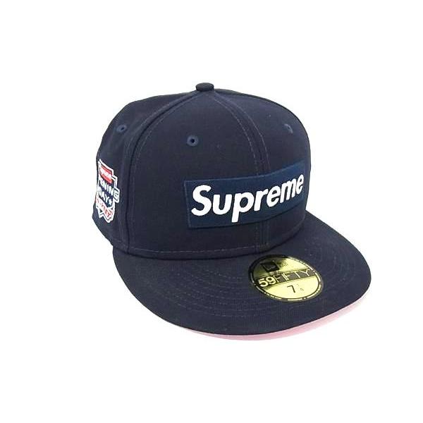 【新品・未着用】　Supreme ネイビーキャップ ロゴ刺繍　サイズ調整可 Supreme ネイビーキャップ ロゴ入り 新品・未着用】 Supreme