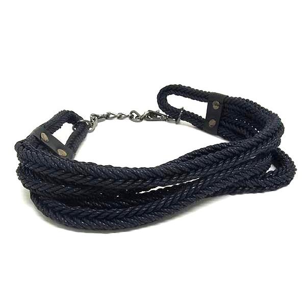 ■新品同様■ Max Mara マックスマーラ レザー チェーン サッシュベルト 飾りベルト レディース ネイビー系 FJ5677 Max Mara（マックスマーラ） □新品同様□ レザー チェーン サッシュ