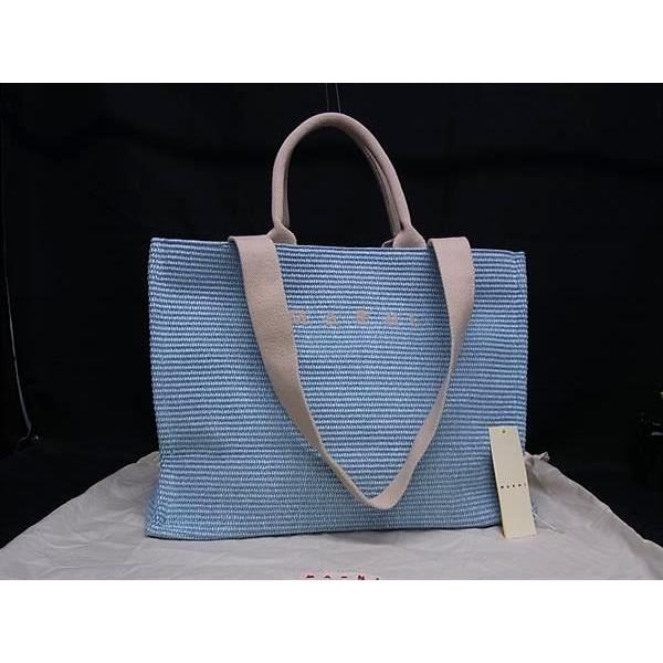 美品　MARNI マルニ ラフィア2WAYショルダーバッグ　マルニ　トートバッグ MARNI □新品□未使用□ マルニ ラフィア×キャンバス 2WAY