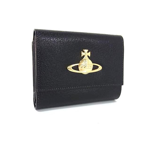 【美品】ヴィヴィアンウエストウッド 財布 オーブ がま口 レザー 黒 orb Vivienne Westwood(ヴィヴィアンウエストウッド) 折りたたみ