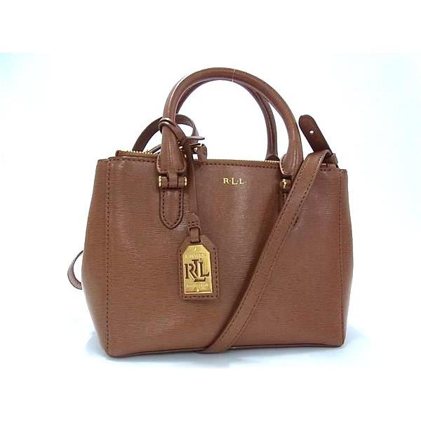 【美品】ローレンラルフローレン　ハンドバッグ　2way グレインレザー　ブラック LAUREN RALPH LAUREN】ローレンラルフローレン『レザー 2WAY