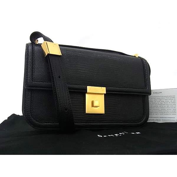 □極美品□ DEMELLIER デメリエー リザード型押しレザー ショルダー