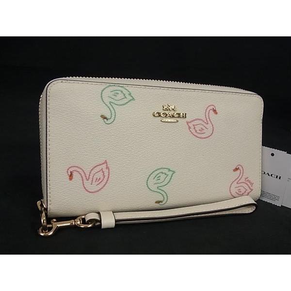 (H01306）新品正規品 COACH スワンプリント ラウンドファスナー長財布 COACH □新品□未使用□ コーチ PVC スワン プリント ラウンド