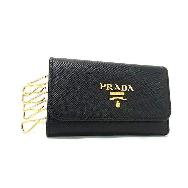 【未使用級 現行】プラダ 6連キーケース サフィアーノ レザー ブラック 三角 PRADA プラダ サフィアーノレザー キーケース レディース メンズ