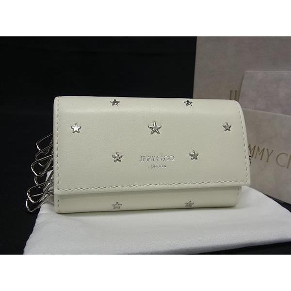 ■新品■未使用■ JIMMY CHOO ジミーチュウ ネプチューン レザー スタースタッズ 6連 キーケース 鍵入れ ホワイト系 FM4069 JIMMY CHOO（ジミーチュウ） □新品□未使用□ ネプチューン レザー