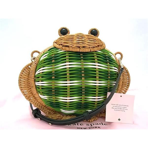 ■極美品■ kate spade ケイトスペード ホプキンス フロッグ ウィッカー  ショルダーバッグ ポシェット ブラウン系 FM6221 kate spade NEW YORK（ケイト・スペード ニューヨーク） □極美品
