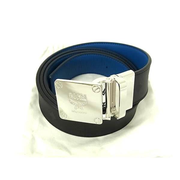 ■新品■未使用■ MCM エムシーエム モノグラム ヴィセトス柄 レザー シルバー金具 ベルト メンズ レディース ブラック系 FM8059 MCM（エムシーエム） □新品□未使用□ モノグラム ヴィセトス柄