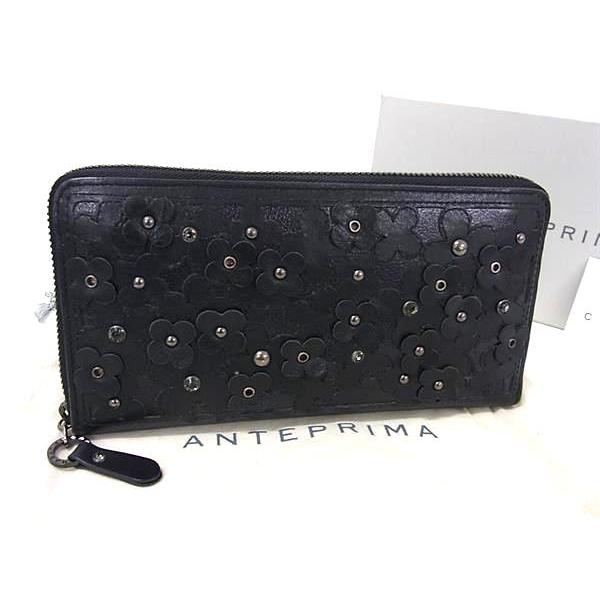 極美品 ANTEPRIMA アンテプリマ 長財布 ジッピー フラワーチャーム ANTEPRIMA（アンテプリマ） □新品同様□ レザー フラワー ラウンド