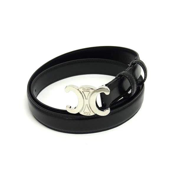 CELINE □新品同様□ セリーヌ トリオンフ レザー シルバー金具 ベルト