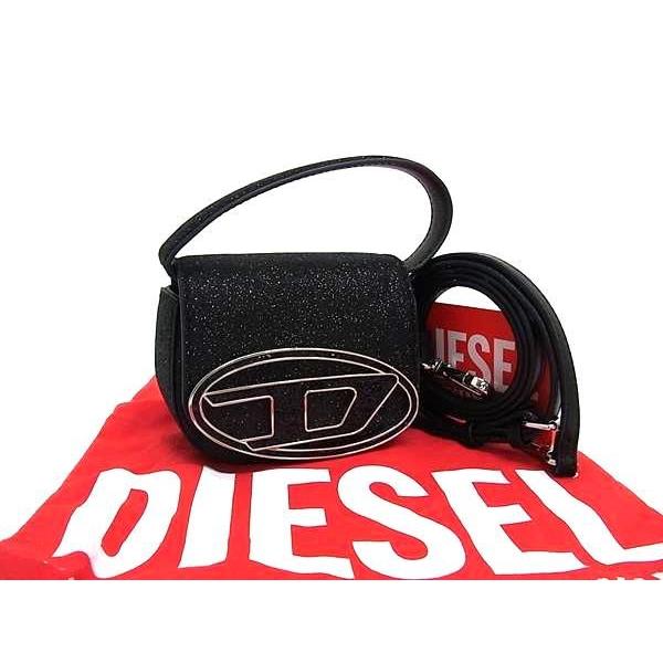 ■極美品■ DIESEL ディーゼル グリッター 2WAY ハンドバッグ ショルダー 斜め掛け レディース ブラック系 FS2875 DIESEL（ディーゼル） □極美品□ グリッター 2WAY ハンドバッグ