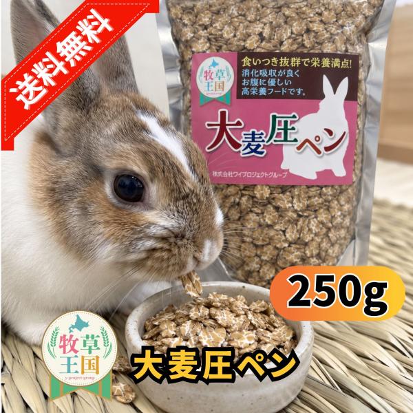 牧草王国 大麦圧ペン 300g 健康維持 食物繊維 高栄養フード もふぱふぇ うさぎ 餌 ウサギ おやつ 毛艶向上 チンチラ デグー 爆買