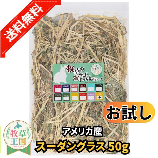 アメリカ産 スーダングラス 50g お試しサイズ うさぎ 餌 チンチラ デグー モルモット  ペットフード もふぱふぇ 牧草王国 爆買
