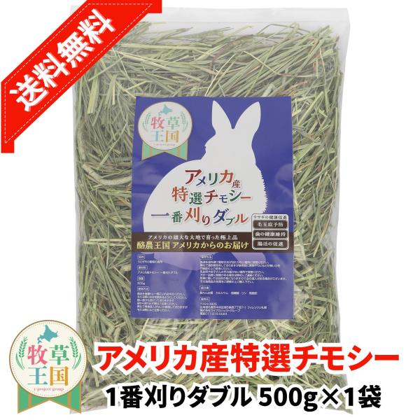 アメリカ産 特選チモシー1番刈り ダブル 500g ラベルレス うさぎ 餌 チンチラ デグー モルモット  ペットフード もふぱふぇ 牧草王国 爆買