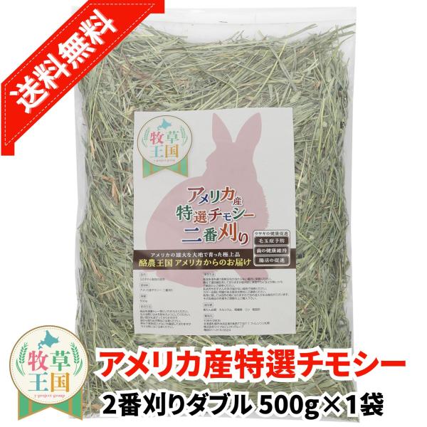 アメリカ産 特選チモシー2番刈り ダブル 500g ラベルレス うさぎ 餌 チンチラ デグー モルモット  ペットフード もふぱふぇ 牧草王国 爆買