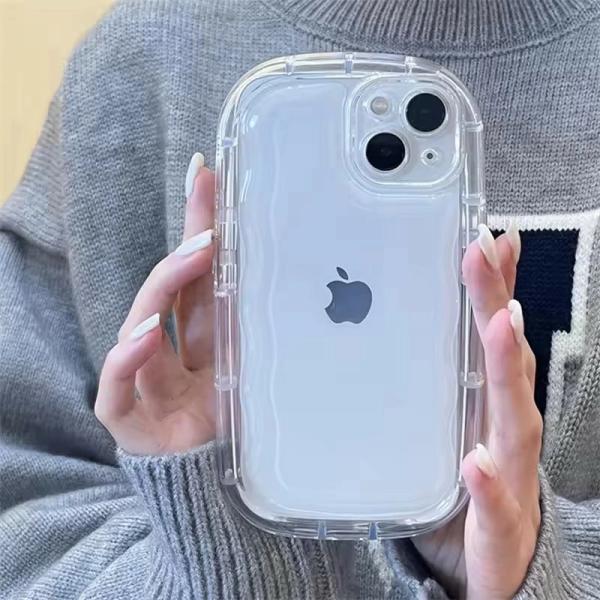 iPhone ケース カバー クリア カメラ 耐衝撃 透明 シンプル ウェーブ 厚みのある フレーム 推し活 挟む 黄ばみにくい 無地 おしゃれ スマホケース 持ちやすい