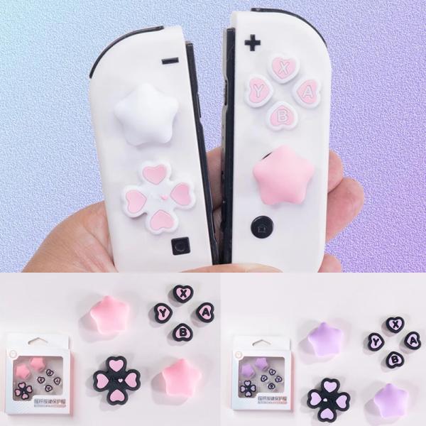 Switch ボタンキャップ クライム 7点セット ジョイコン スティックカバー 任天堂 スイッチ カスタム ハート 星 シリコン かわいい 量産型 地雷系 ゲーミング女子