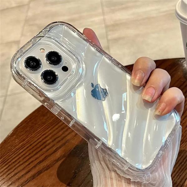 iPhone ケース クリア キラキラ オーロラ かわいい 大人可愛い シンプル 韓国 おしゃれ なみなみ 割れない 赤 緑 紫 ウェーブ 耐衝撃