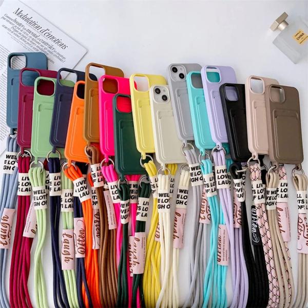 iPhone ケース ブランド 可愛い 大人かわいい ストラップ シリコン 背面 カード収納 ショルダー シンプル おしゃれ 韓国 肩掛け 12 15