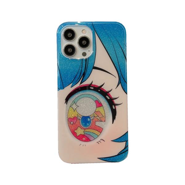 iPhone ケース 韓国 アイドル キャラクター イラスト 目 おもしろ キラキラ 漫画 耐衝撃 女の子 アニメ 萌え 青 ユニセックス 11 12 13 14 pro