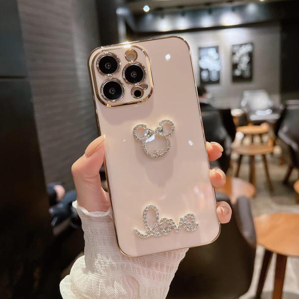 iPhone ケース 韓国 ビジュー くま おしゃれ シンプル かわいい 耐衝撃 キラキラ ダイヤ シリコン 持ちやすい お揃い 7 8 se plus xs pro