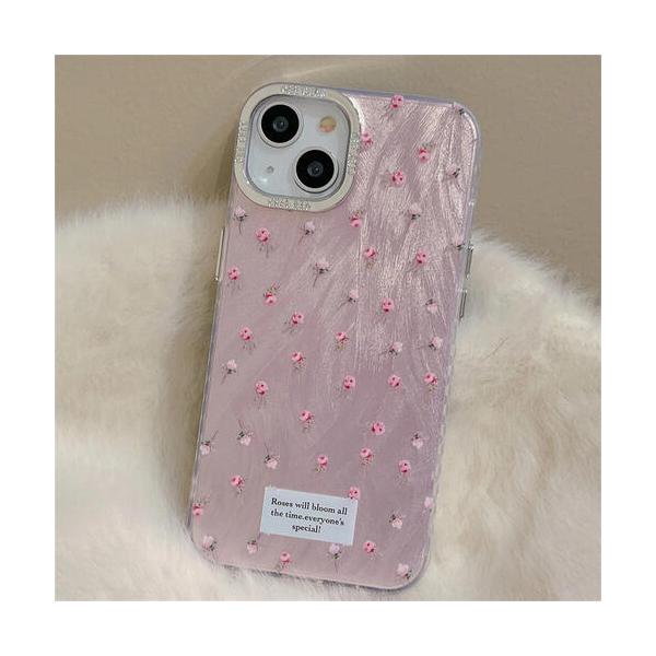 iPhone ケース 韓国 ピンク キラキラ かわいい 大人 おしゃれ 衝撃に強い グラデーション 小花柄 総花柄 ピンク ロゴ入り カバー スマホケース 女の子