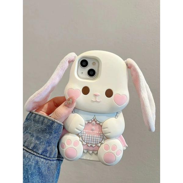 iPhone ケース うさぎ キャラクター カバー 動物 ロップイヤー ホーランドロップ かわいい レトロ 韓国 ぬいぐるみ たれ耳 おもしろ 笑える 子ども 立体 3D