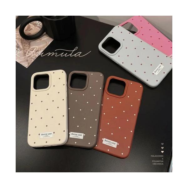 iPhone ケース レトロ ポルカドット 水玉 カバー かわいい おしゃれ ポップ トレンド ドット柄 耐衝撃 衝撃に強い ハード スマホケース Y2K 韓国 原宿系 マット