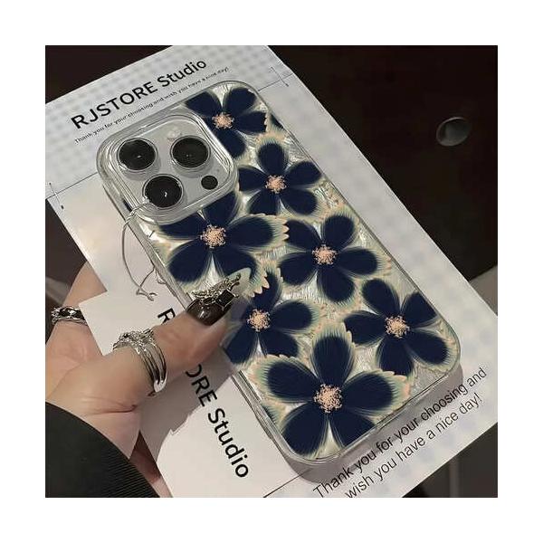 iPhone ケース レトロ フラワー ヴィンテージ グラデーション ホログラム キラキラ モノトーン おしゃれ きれいめ 大人 かわいい 高級感 黒 白 カバー スマホ