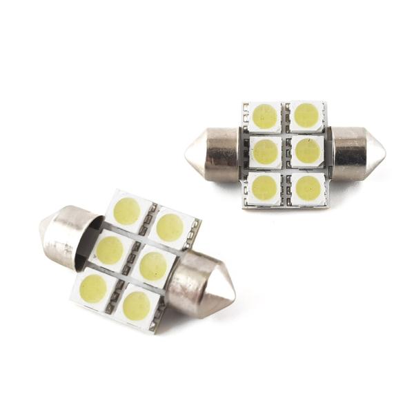 【特】 高輝度 T10x31mm LEDルーム球 3ChipSMD6連 白 2個