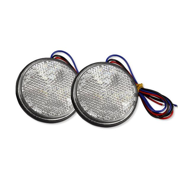 2個 LEDリフレクター 12V バイク カスタム 丸形 反射板 ドレスアップ