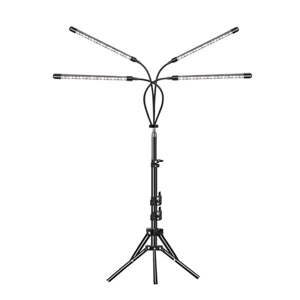 商品仕様：■状態：新品・未使用■ライト数：4ヘッド■LED構成：合計168個（赤色20個、白色148個）■タイマー設定：4時間、8時間、12時間■調光モード：10段階調光■色：白色■電源：USB給電 5V/3Aアダプタ（別売り）■アーム角度...