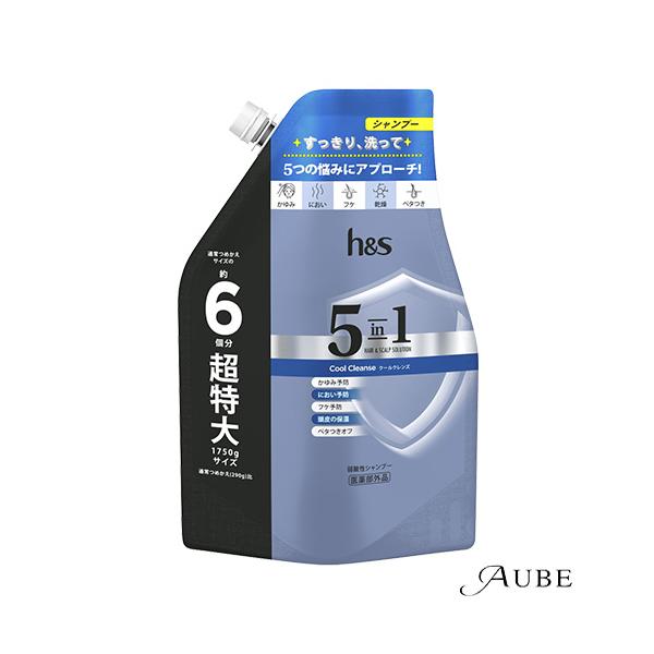 他サイト： P&amp;G h＆s エイチアンドエス 5in1 クールクレンズ シャンプー 詰め替え超特大サイズ 1750g【ドラッグストア】【宅急便対応】の商品画像