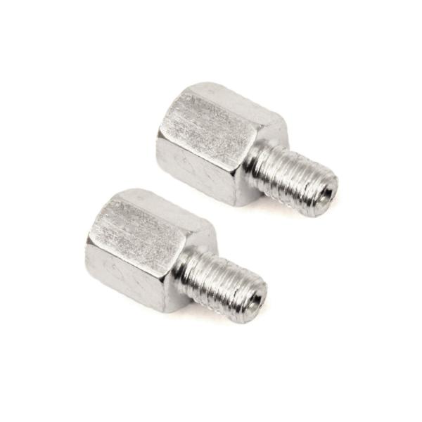 商品仕様：■ネジ径を正ネジ10mmミラー側から正ネジ8mm車体側に変換します。■スチール素材で表面には錆防止の亜鉛メッキを施し、両面スパン14mm、ネジ山ピンチは1.25ｍｍです。